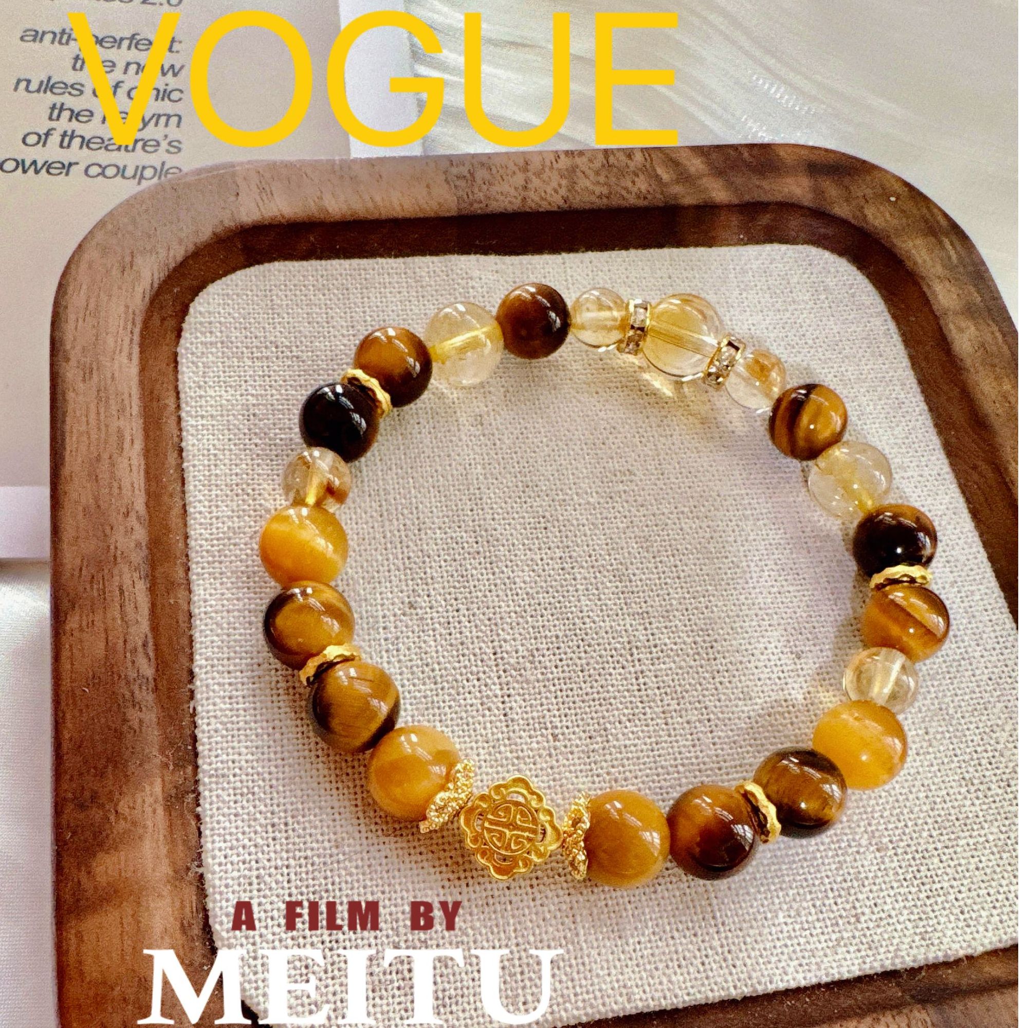 【日富一日】天然虎眼石小金霸手串黄塔晶黄水晶金发晶招财暴富手串