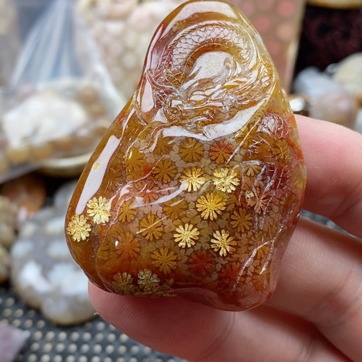 硅化珊瑚（珊瑚玉）颈饰未镶嵌