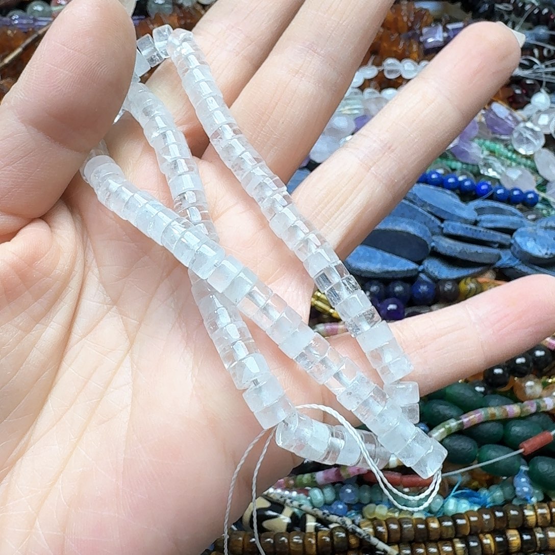 玛瑙/玉髓合金珠宝半成品一条3x6m白水晶剁珠