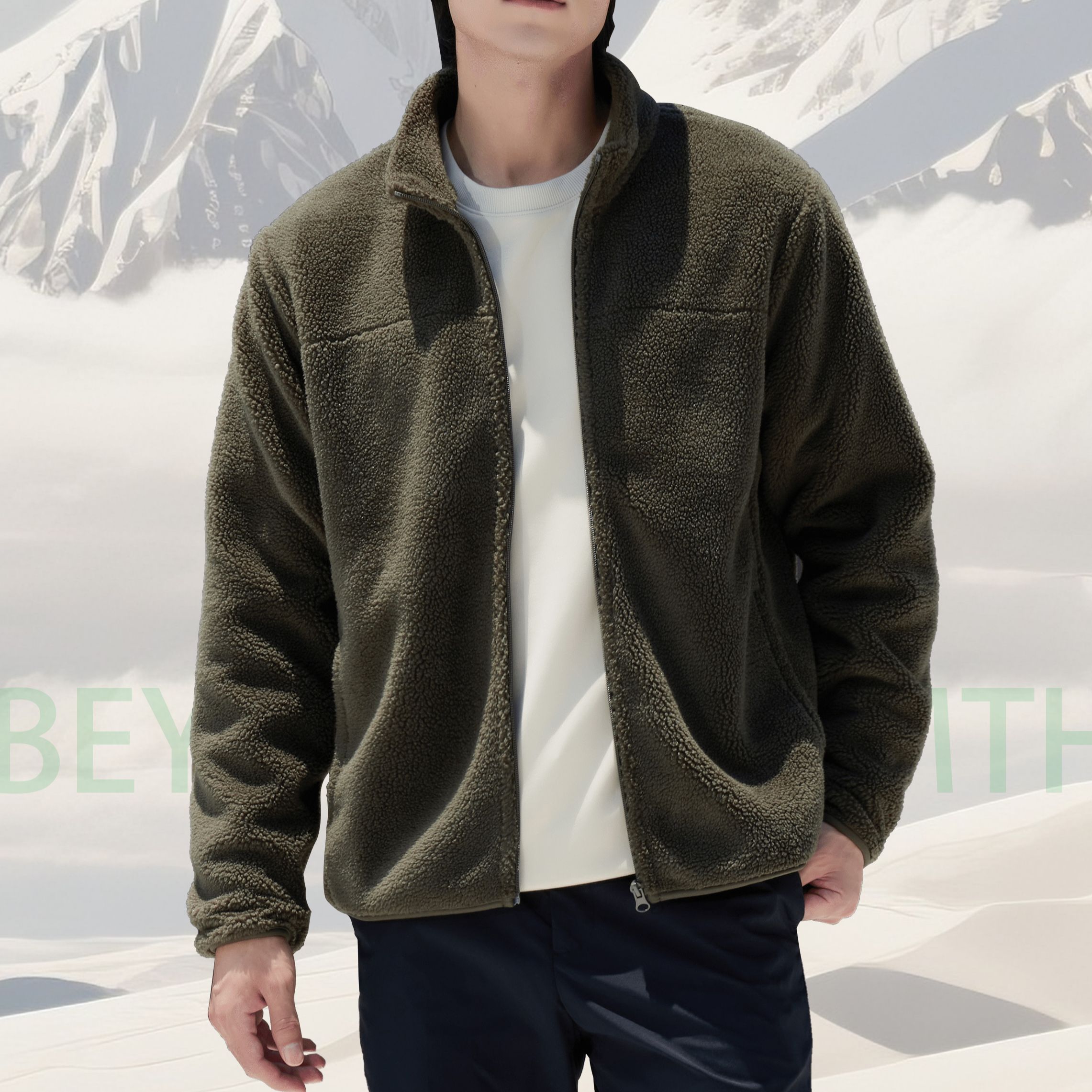 纪凡姬/5121-新秋冬男士摇粒绒款夹克外套长袖立领保暖