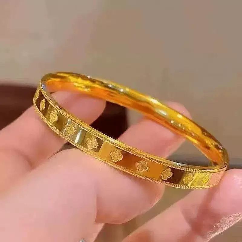 铜合金手镯 【精工版四叶草闭口手镯】金色轻奢网红精美精致实心
