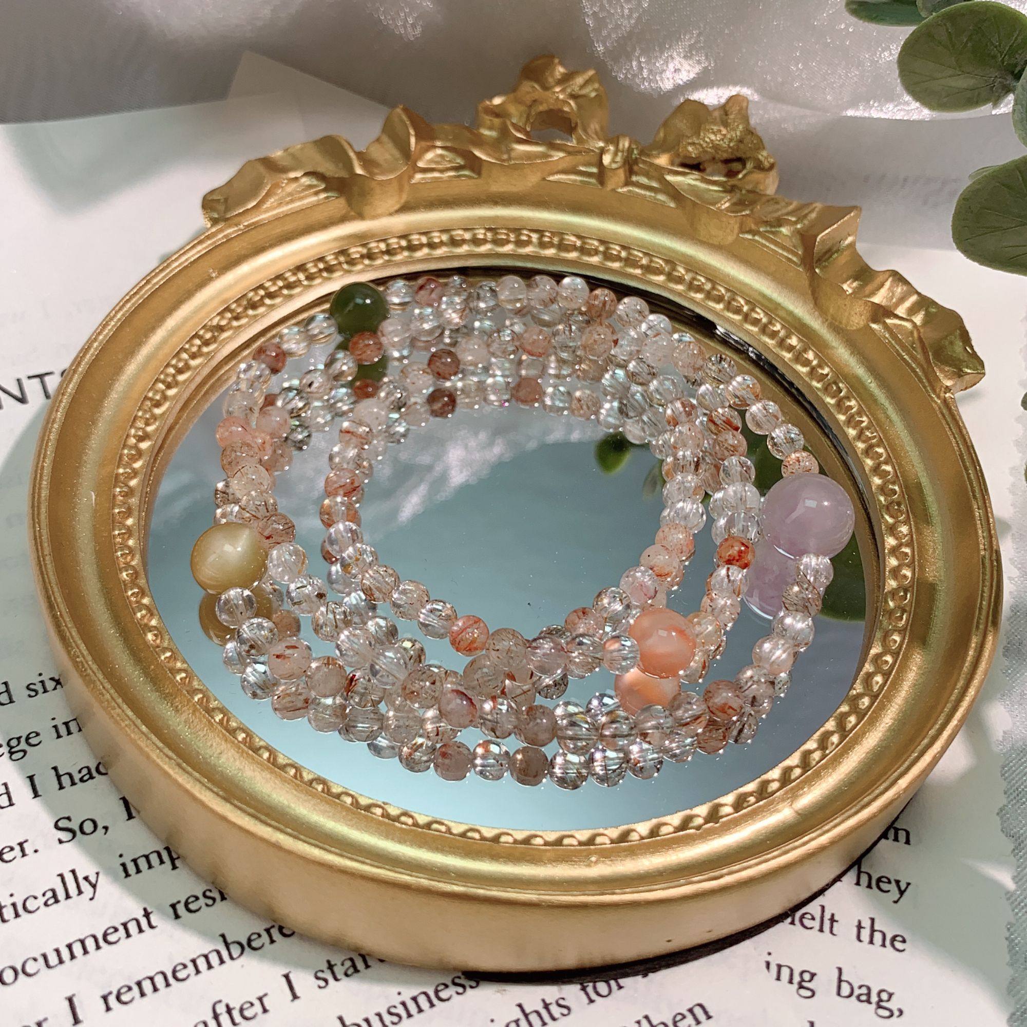 天然黑金超七发晶多宝珠链气质设计款三圈手串多样性发一-8304