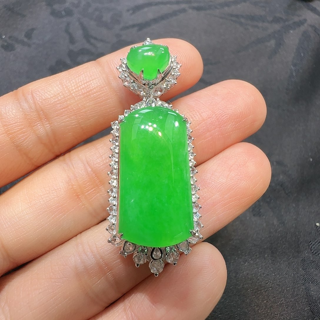 翡翠吊坠(不含链)18K金镶嵌H*