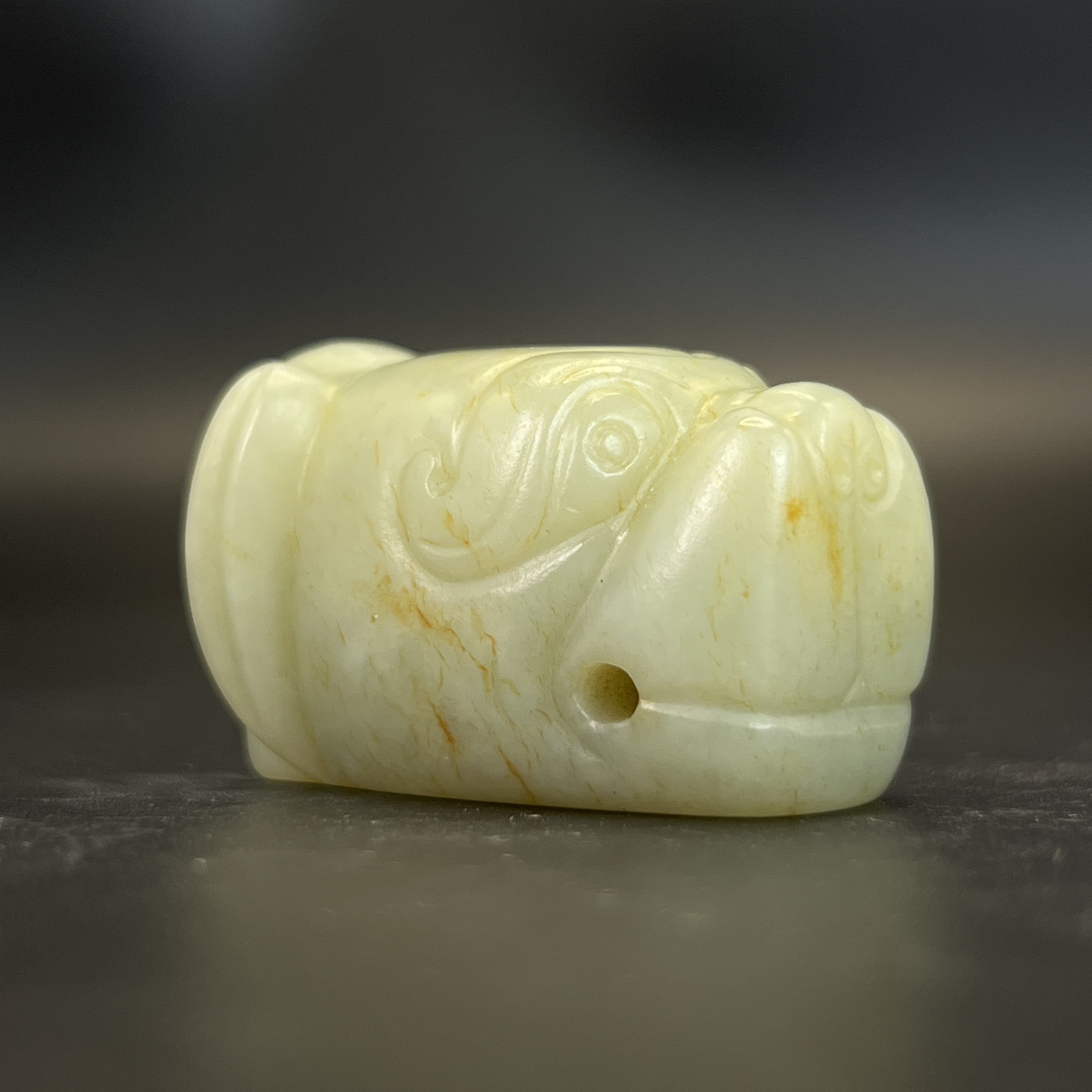 "清代和田玉熊首/ DL027054/ 古玩/收藏/德州文物"