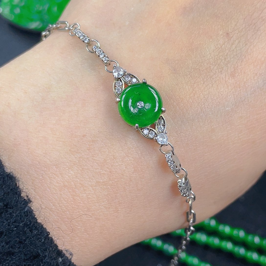 翡翠吊坠(不含链)银S925镶嵌