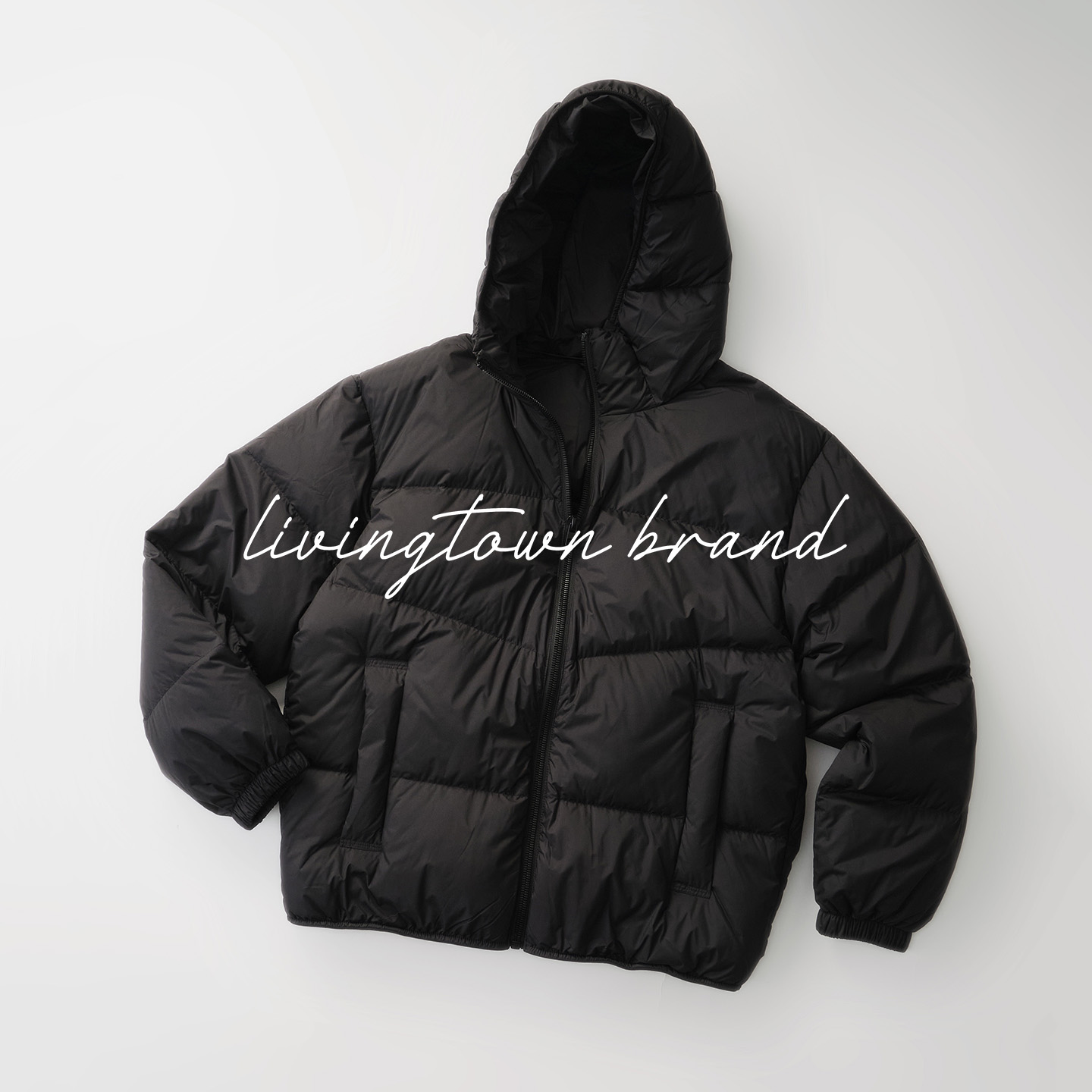 LIVINGTOWN 日系纯色休闲百搭90白鸭绒男女宽松连帽羽绒服外套