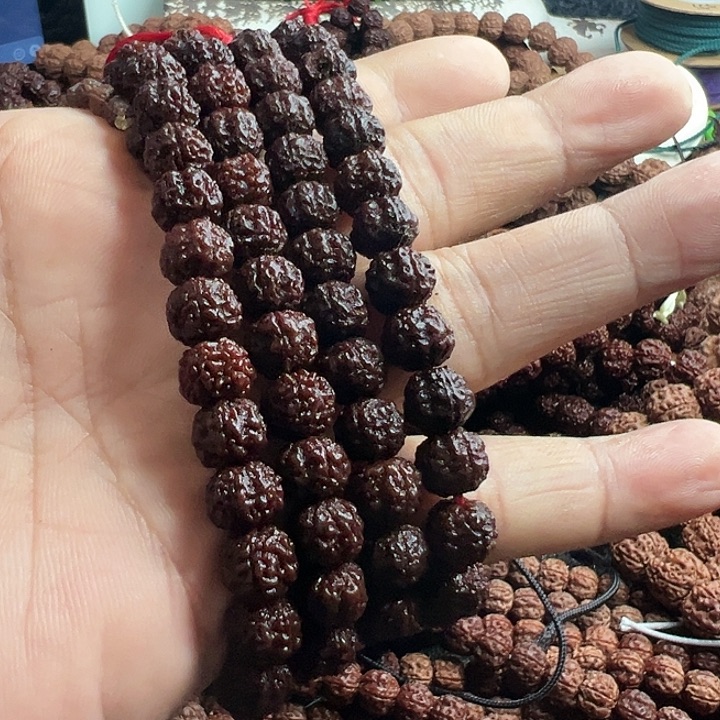 金刚菩提手串紫红皮凹底梅花脖挂