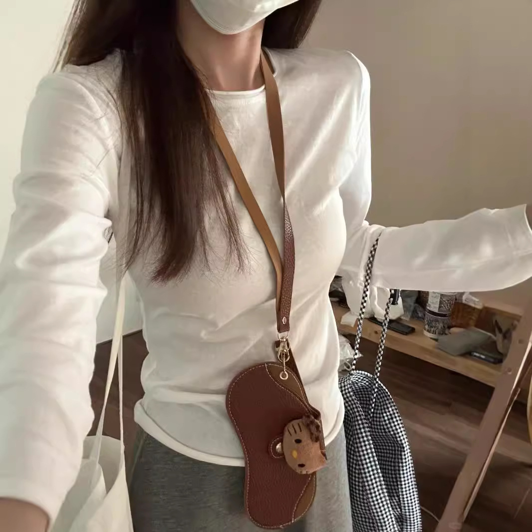品牌上衣001-050卷边长袖T恤女春秋冬季韩系薄款打底上衣