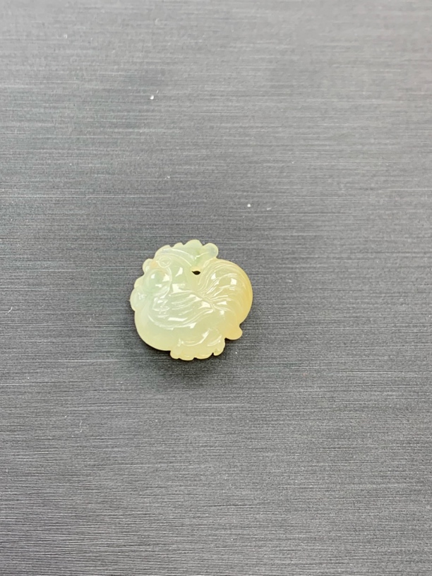 天然缅甸翡翠A货 精品生肖鸡 冰透黄翡手链提溜吊坠大女王宝宝