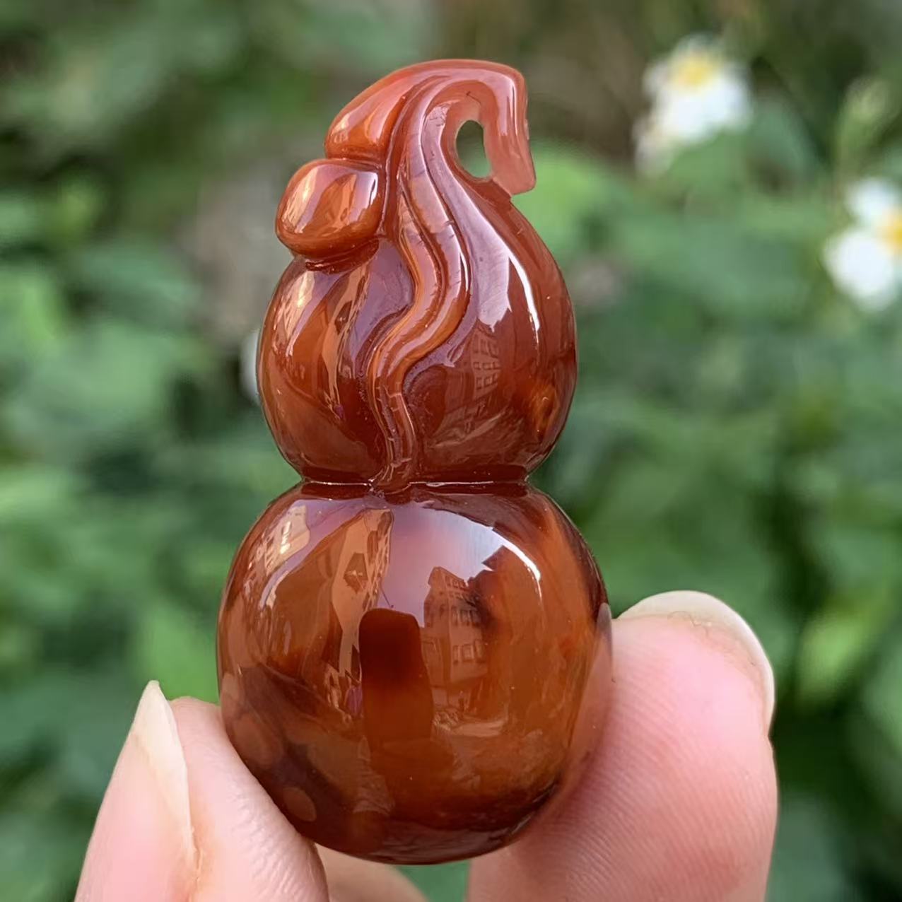 传承全品级 南红瓦西牛血红双色葫芦吊坠 颜色艳丽37.2*18.5*16.5