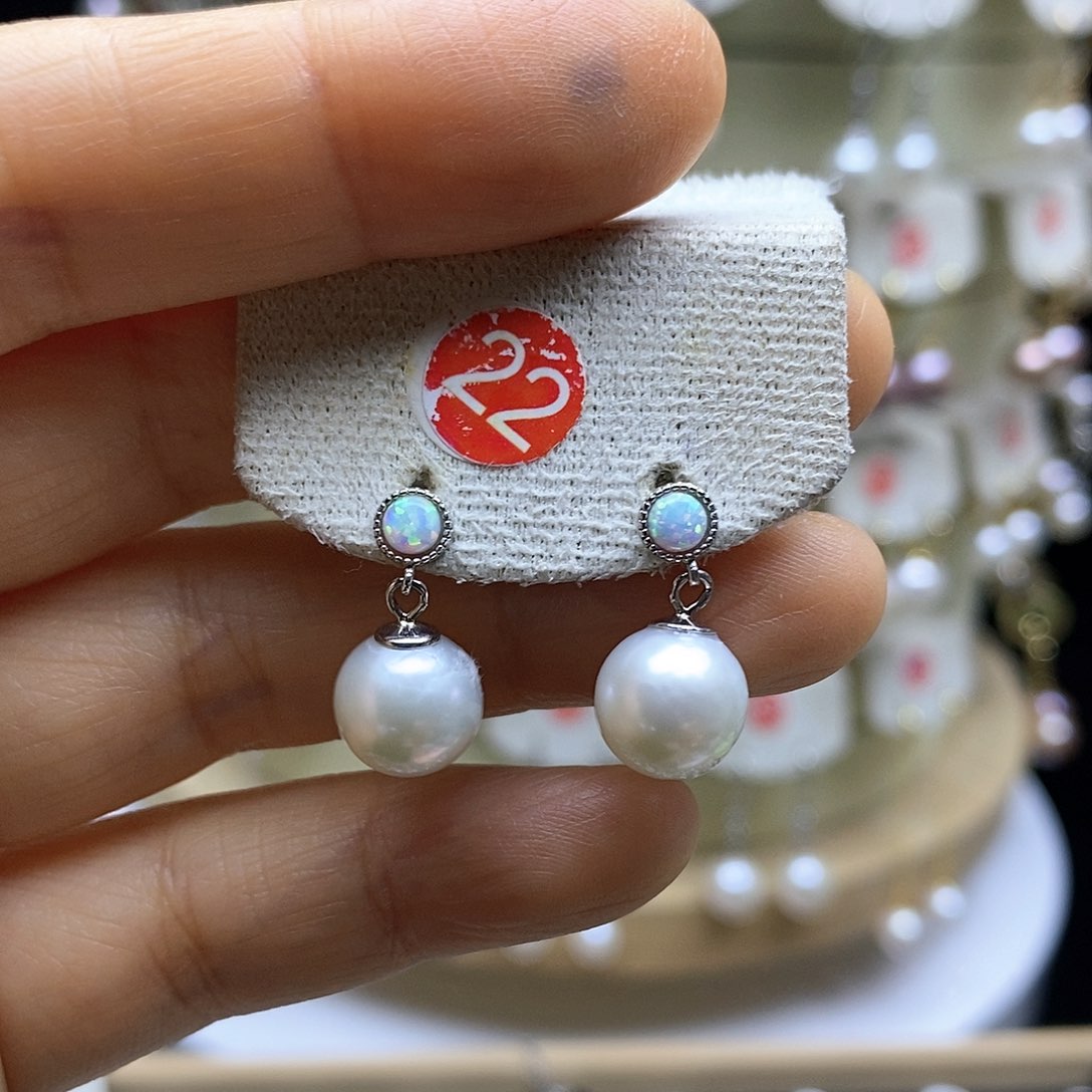 淡水珍珠耳饰银S925镶嵌