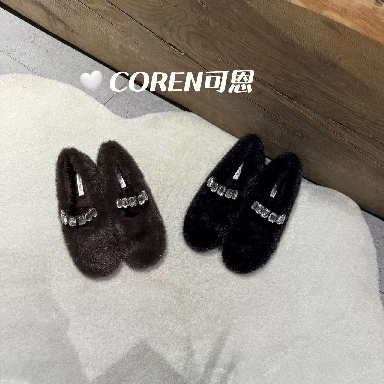 玛丽珍毛毛鞋女外穿2025新款秋冬加绒保暖女单鞋