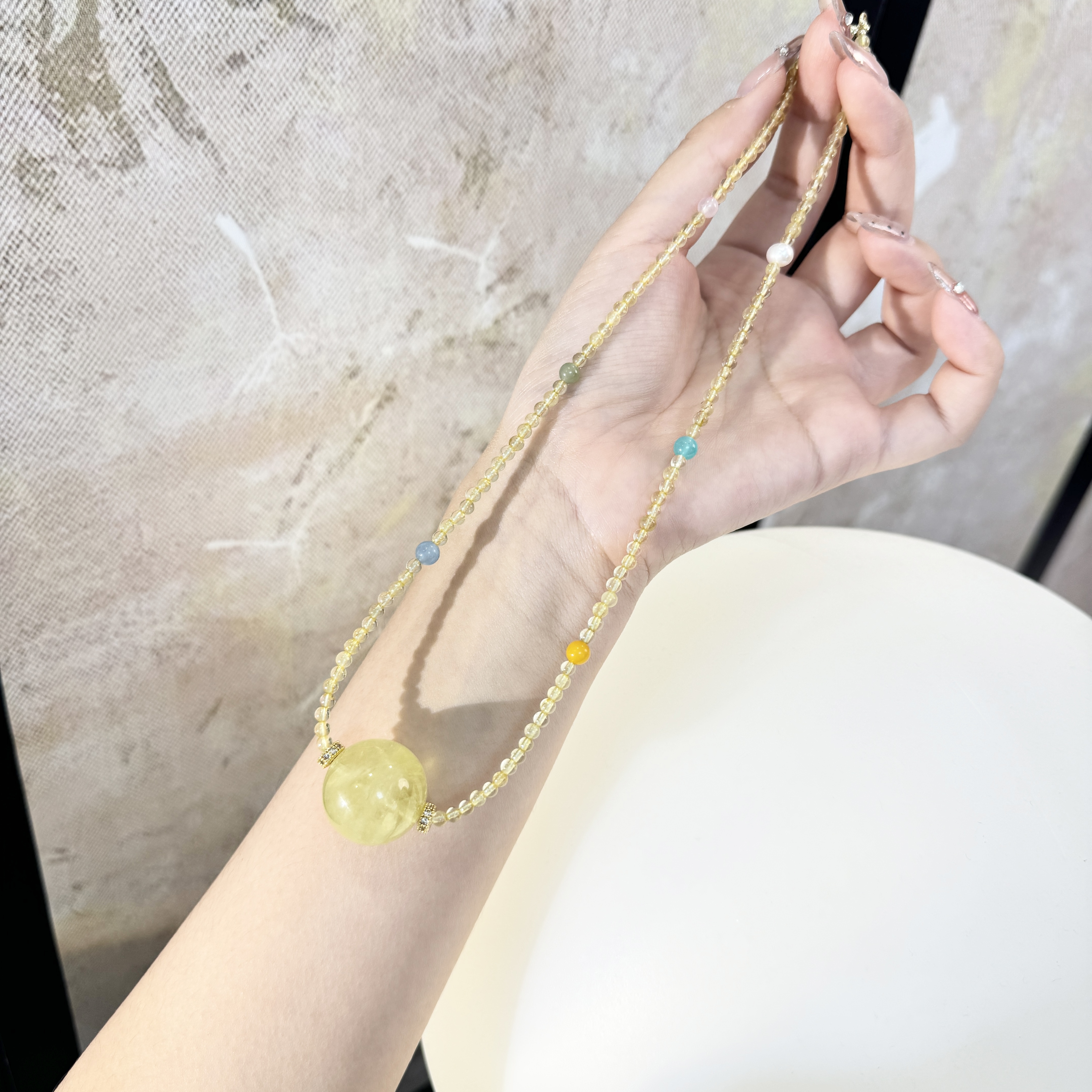 源源手作*金芒彩缀项链E FL123