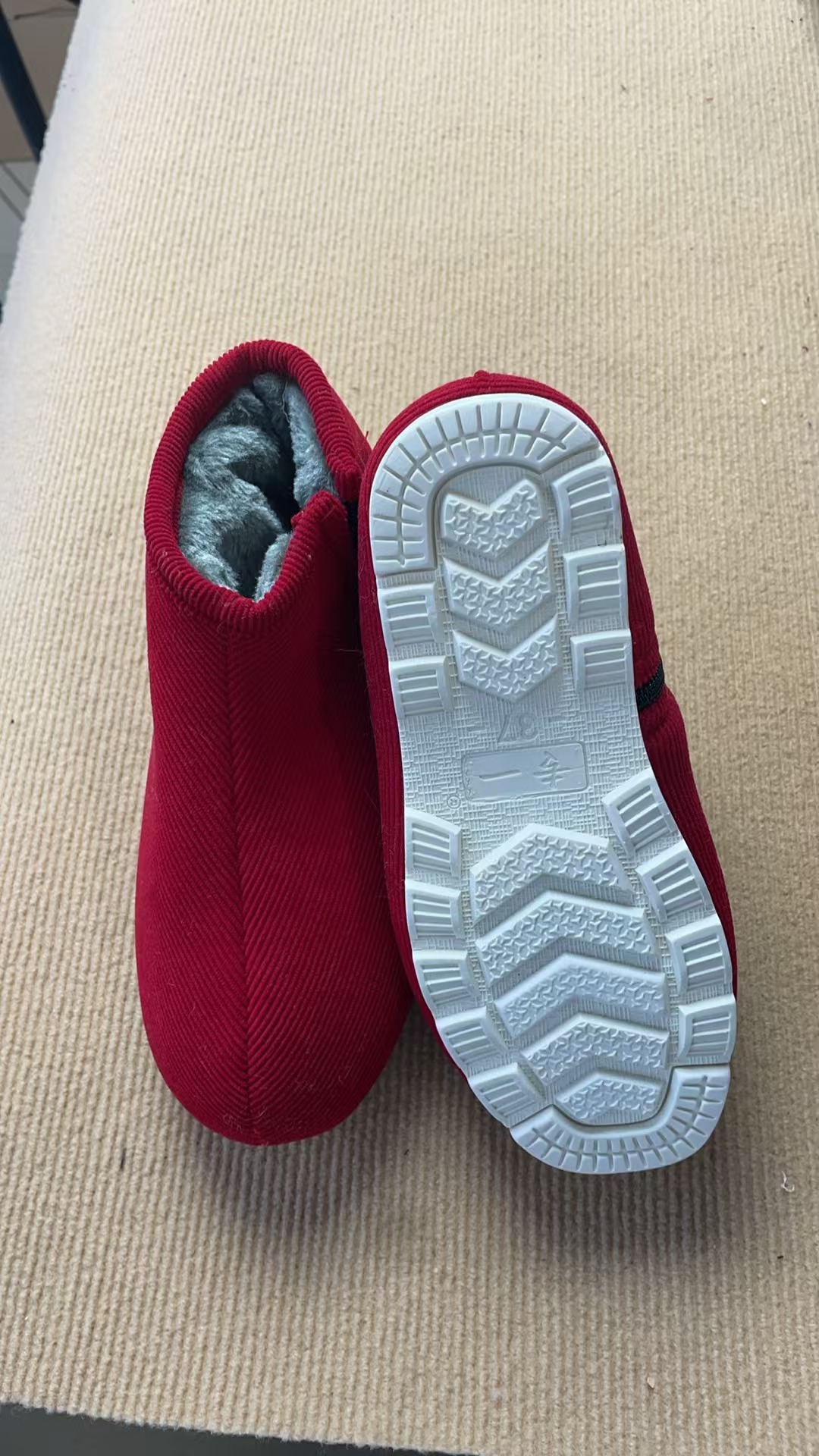 防滑耐磨保暖透气舒适加厚手工拉链棉鞋