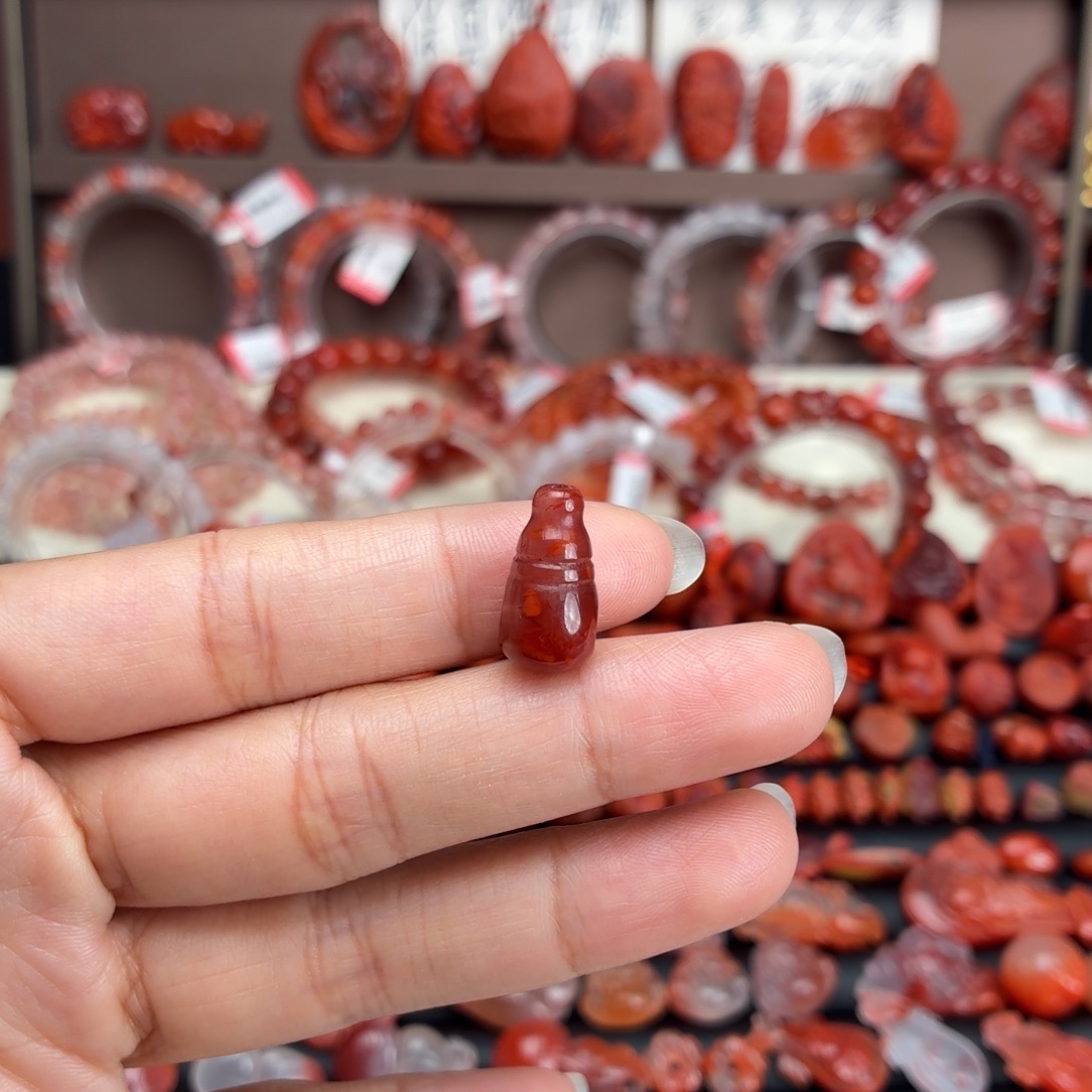 南红玛瑙未镶嵌颈饰火焰纹三通9+