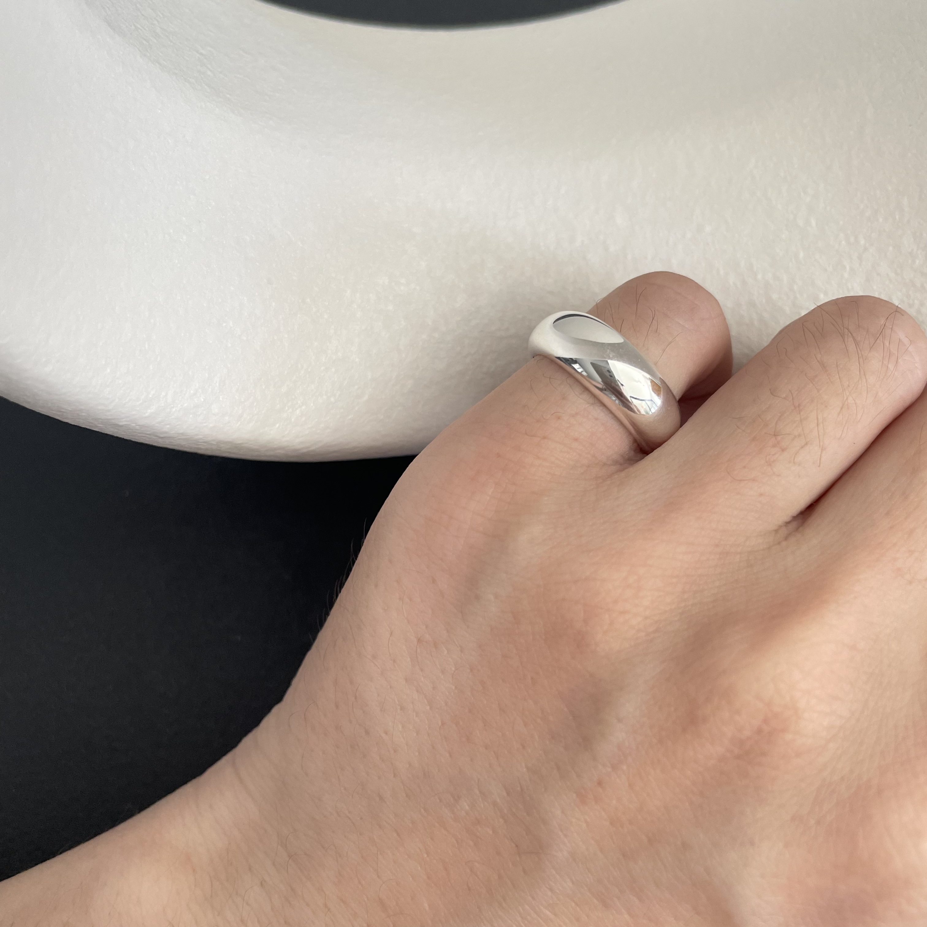 925银戒指 泥鳅背素圈尾戒甜甜圈不掉色简约基础款可叠戴