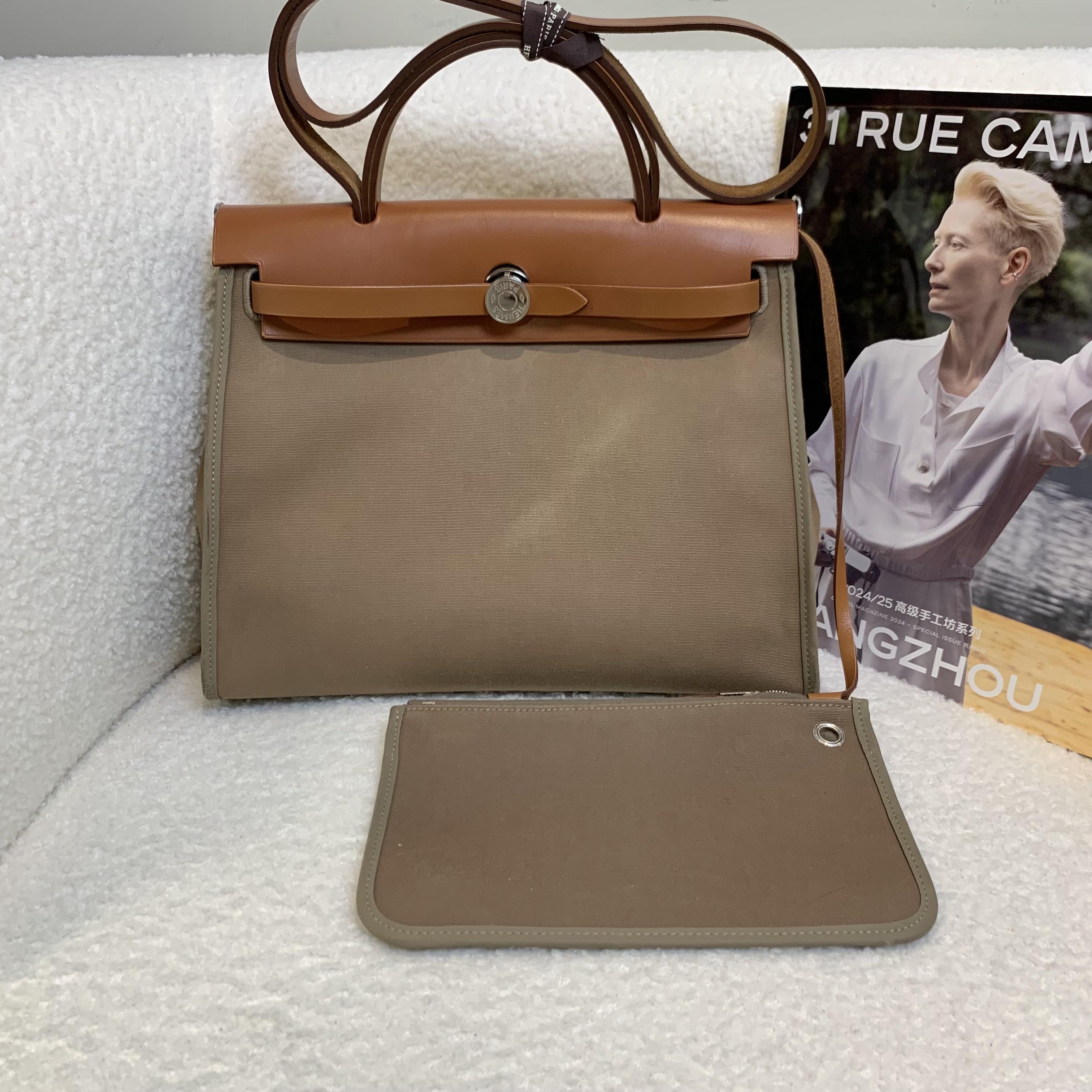 99新 Hermes/爱马仕 壹臻/大象灰银扣herbag 31C刻 /79222310