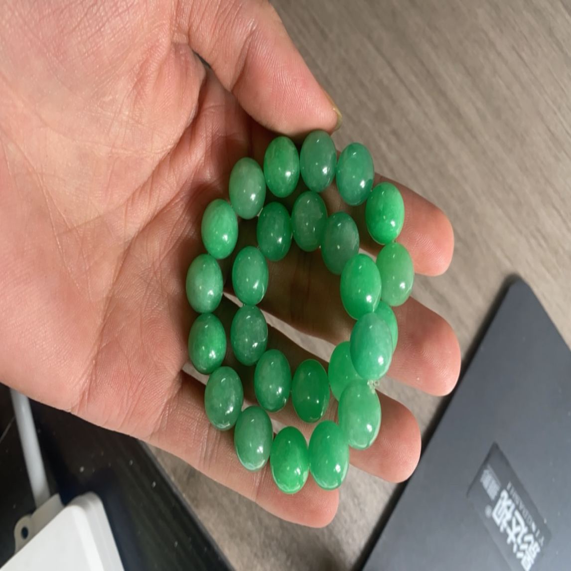 挂件苹果绿手串精工雕刻
