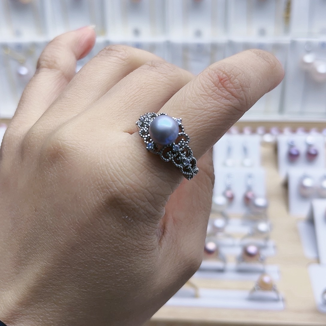 淡水珍珠戒指合金