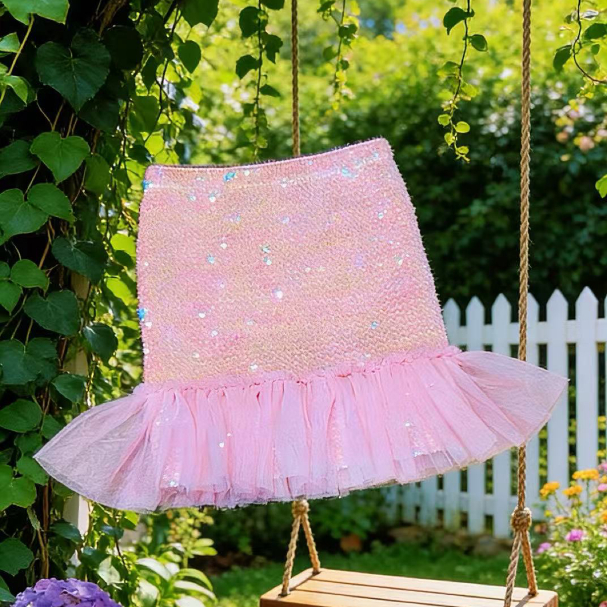 【面条仙仙】3798#原创新款甜美洋气亮片鱼尾公主半身裙