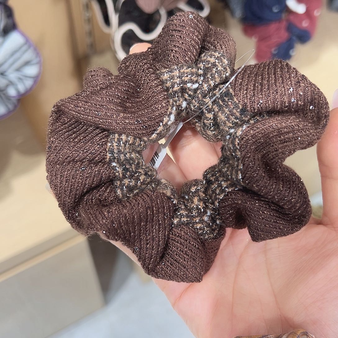 非金属咖色格子发圈