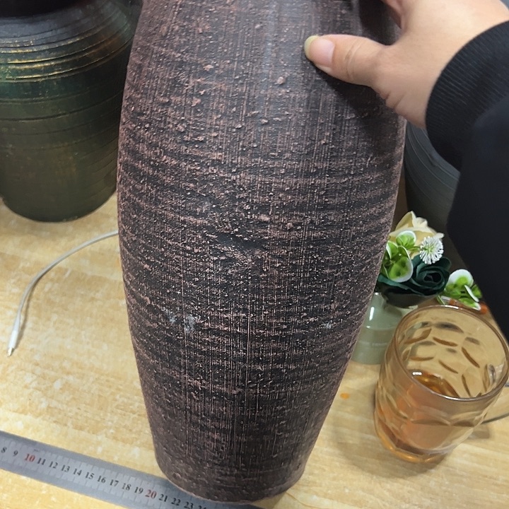 复古色默认打孔粗陶高33口13