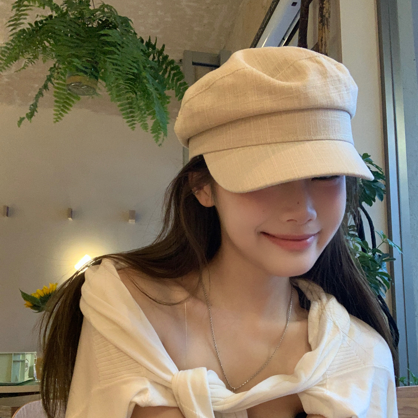 法式棉麻报童帽子女夏季气质平顶八角帽时尚老钱画家帽百搭贝雷帽