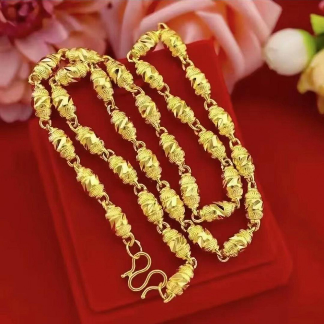 孟加拉赤金【橄榄项链】时尚经典 霸气百搭男款 厚壁空心