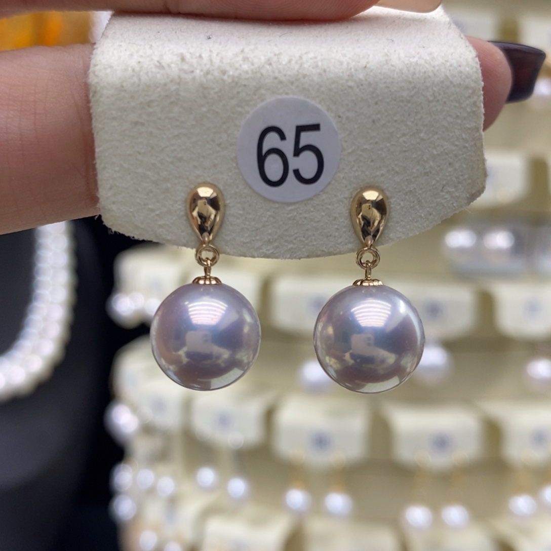 淡水珍珠18K金镶嵌耳饰