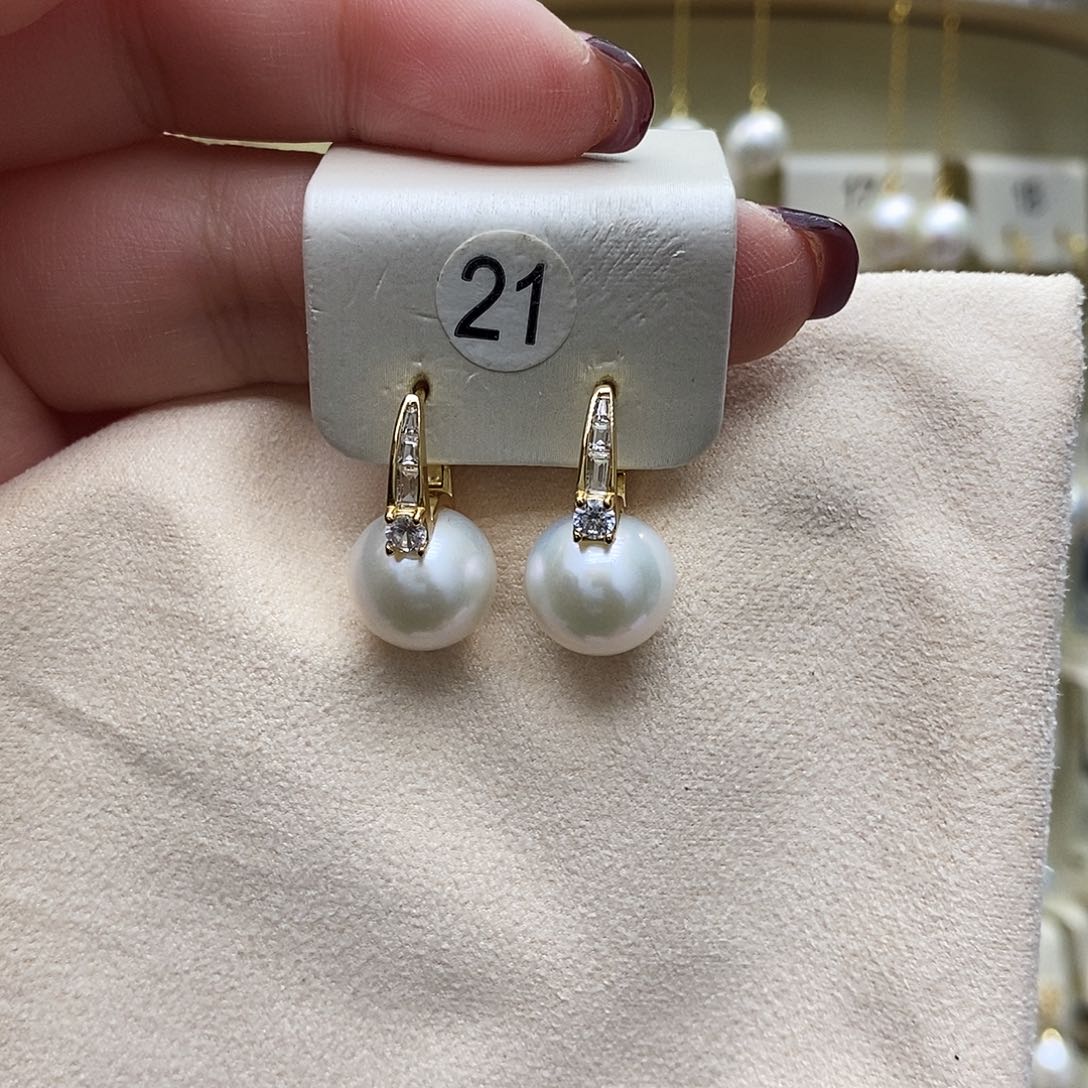 淡水珍珠耳饰银S925镶嵌