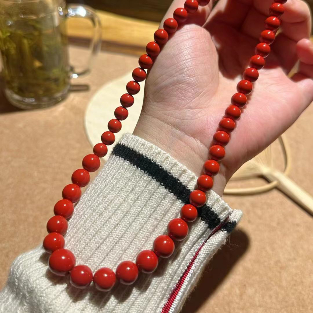 含辰砂工艺品静笃朱砂素珠素珠的温润含蓄带给女性独有的平安守护