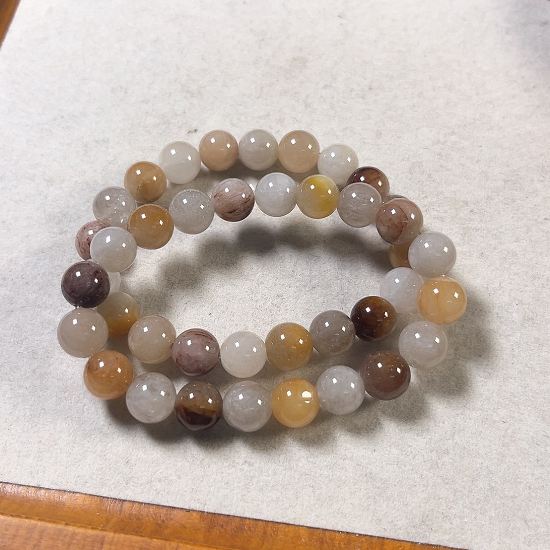 水晶手链未镶嵌糯体彩兔毛9.9mm
