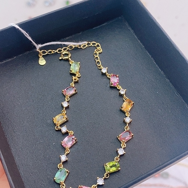 碧玺手链银S925镶嵌手链