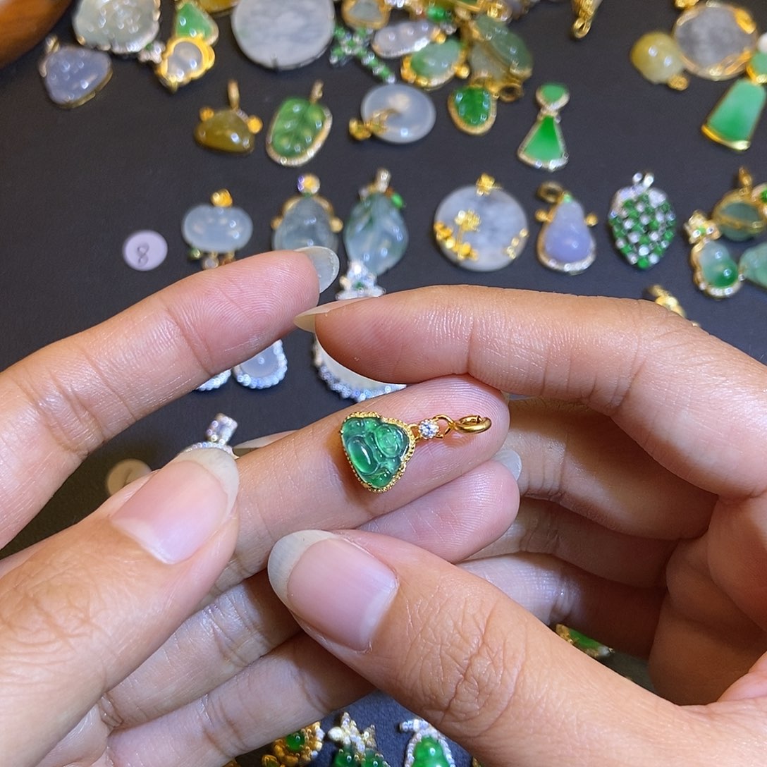 翡翠银S925镶嵌吊坠(不含链)