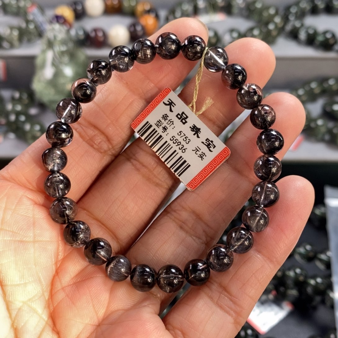 丽***儿手链水晶未镶嵌黑银钛手链55936