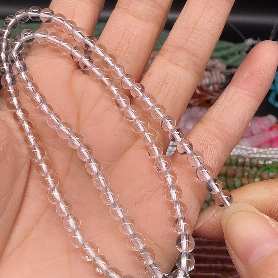 玛瑙/玉髓合金珠宝半成品白水晶4mm一条