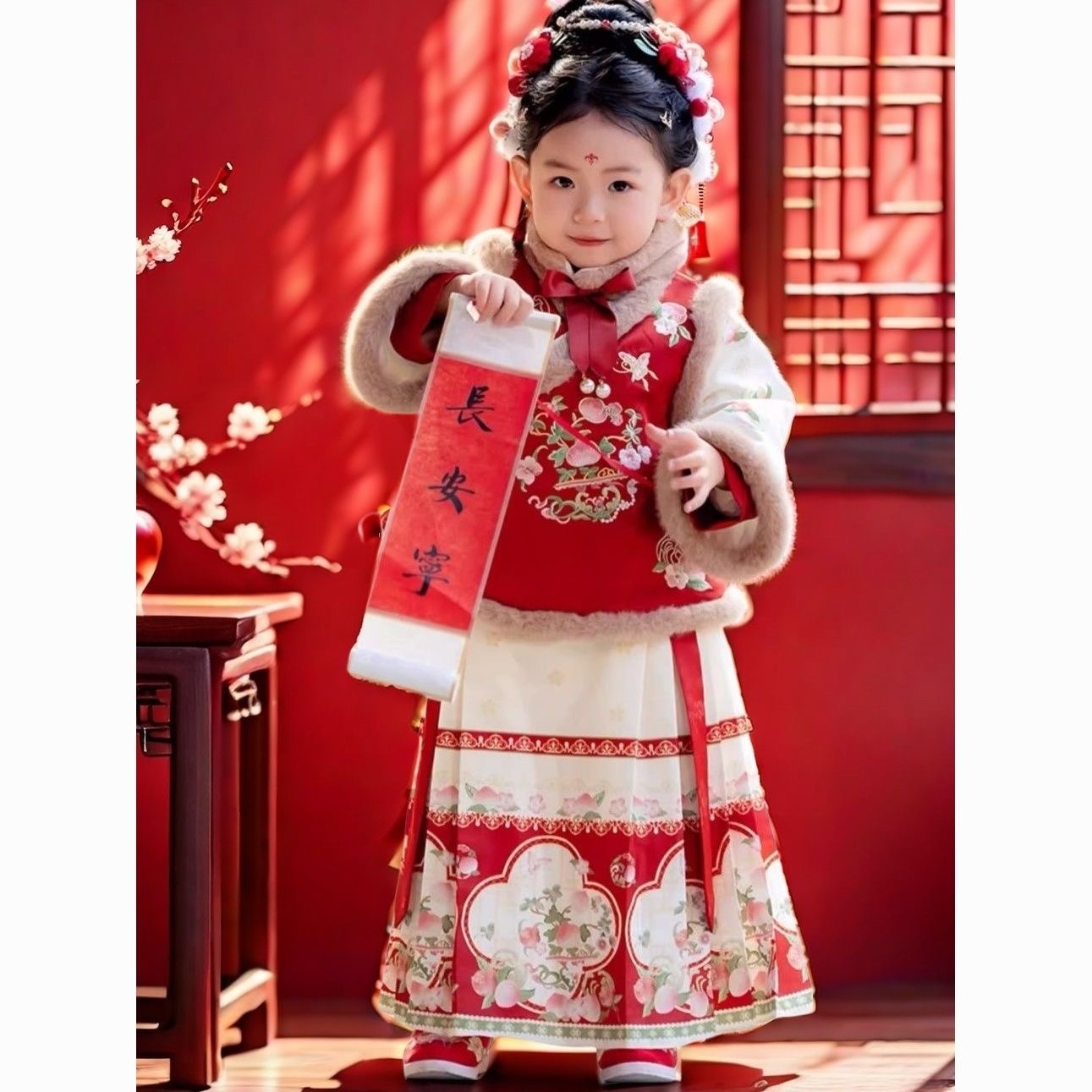 DXJ002【桃梦】2025新款加厚套装汉服冬季宝宝唐装拜年古装
