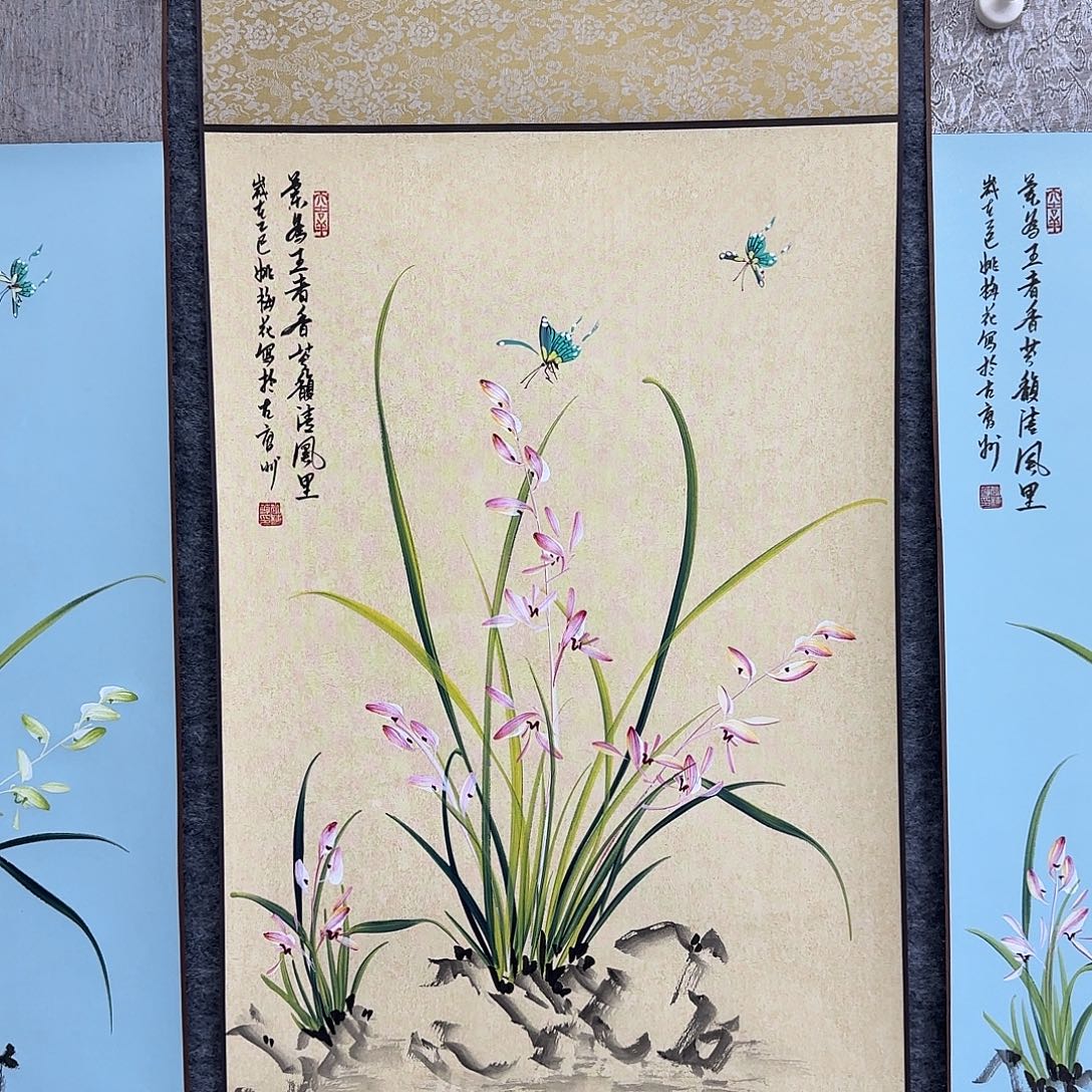 国画国画立体兰花