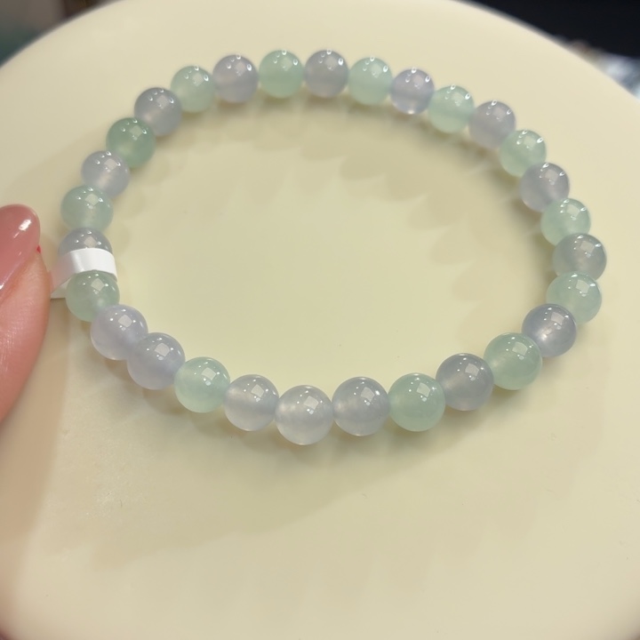 翡翠未镶嵌手链冰紫双彩卡6.3