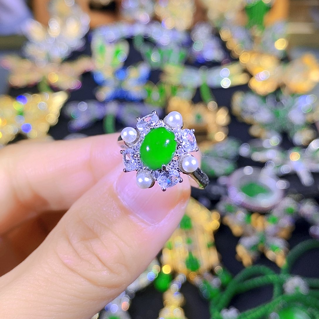 吊坠(不含链)银S925镶嵌翡翠