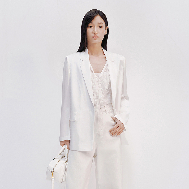 【商场同款】HPLY荷比俪25夏女三醋酸通勤西装外套HMF21520062-1