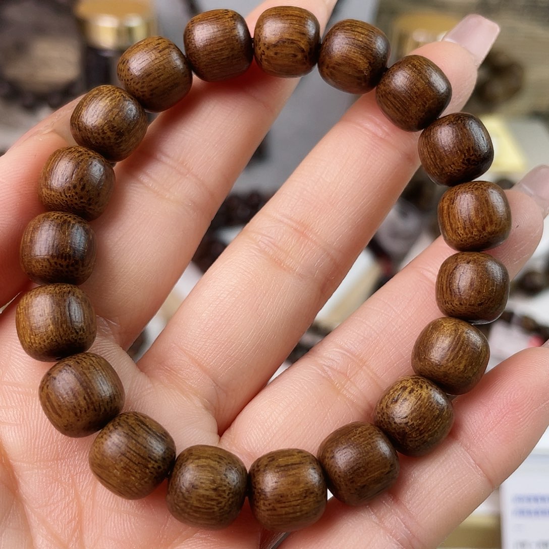 沉香手串越南富森红土沉玉化糖心古董老料1.1老型