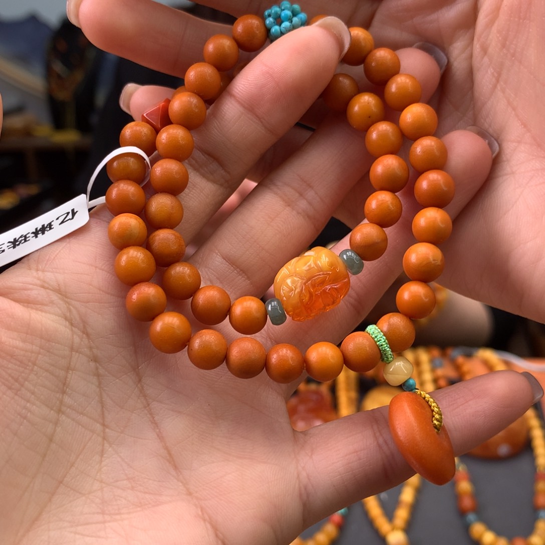蜜蜡手串未镶嵌天然