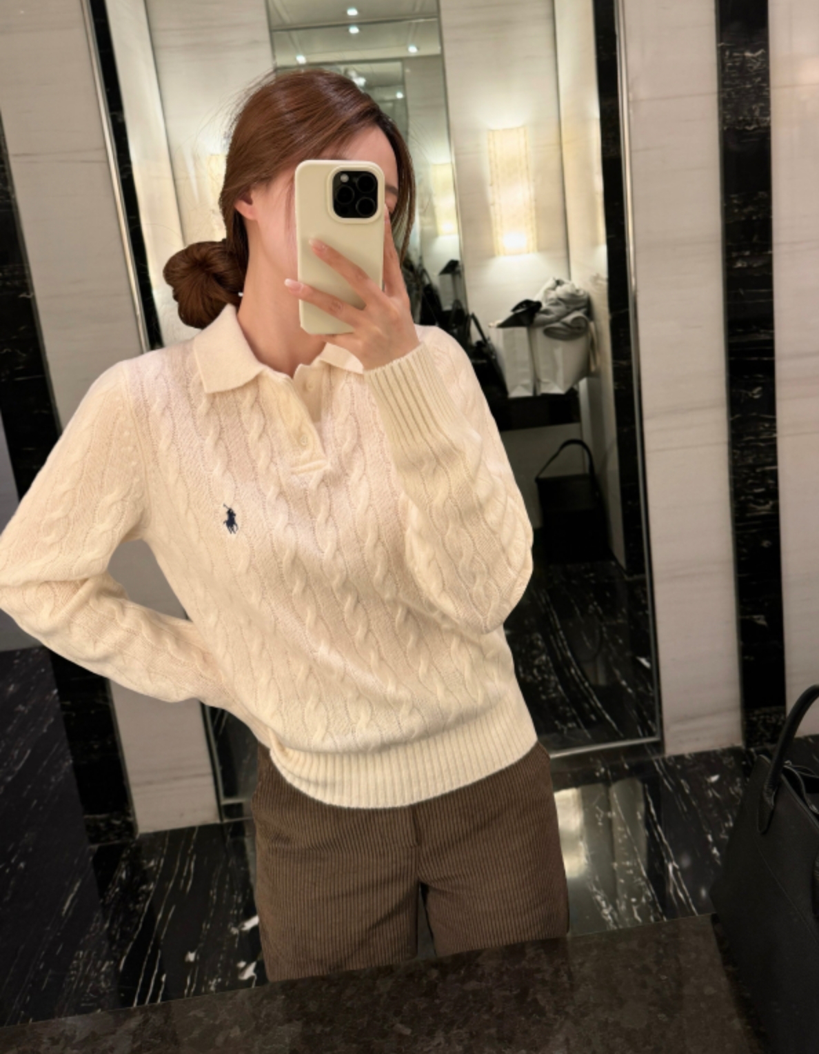 小马刺绣款羊毛毛衣POLO领翻领老钱款女款