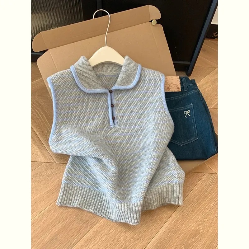 认准品质原版高货针织马甲背心女秋冬宽松叠穿无袖坎肩外搭上衣