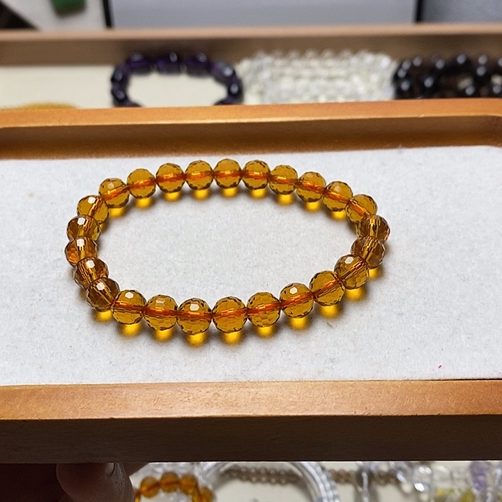 非金属卡8mm刻面老姜黄 