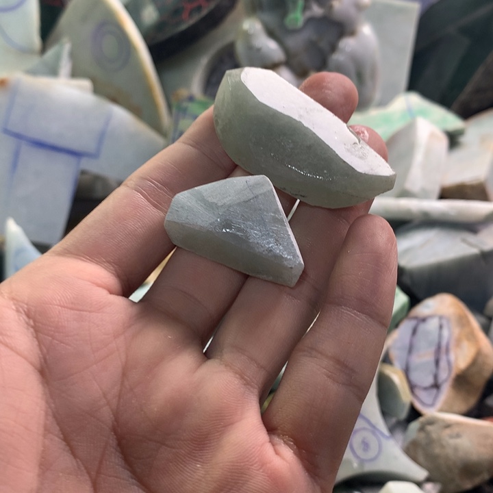 裸石翡翠1号小糯冰随形