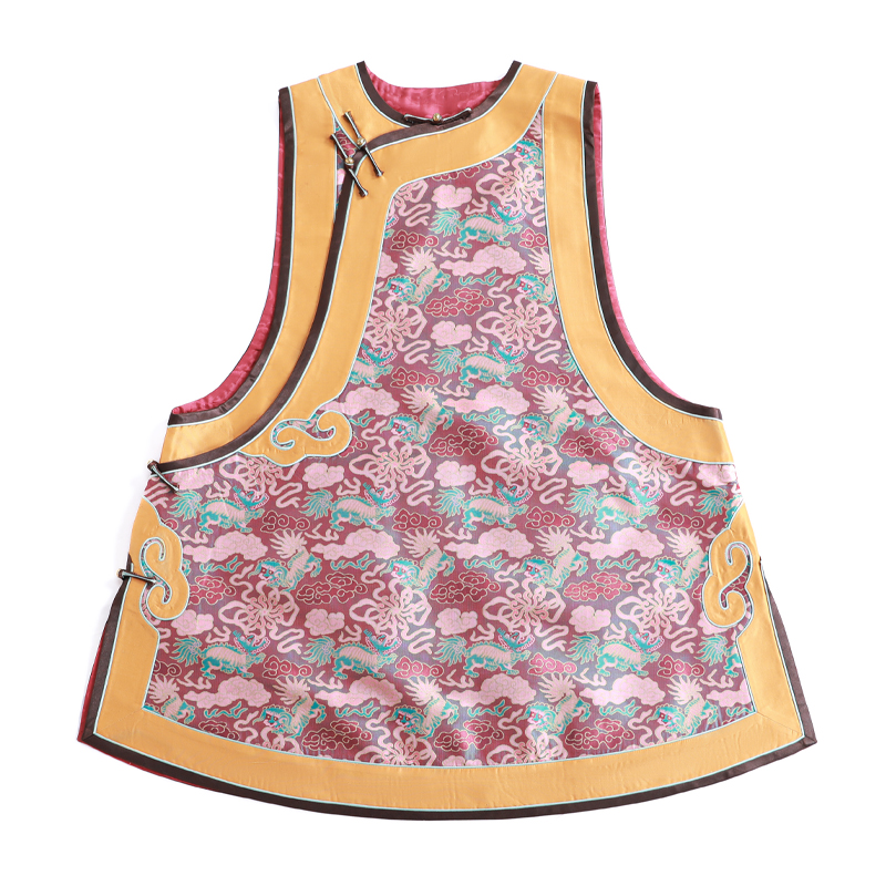 「双狮戏绣球」丽古龙 蜀锦 复古中国风原创设计感刺绣汉服女装马甲