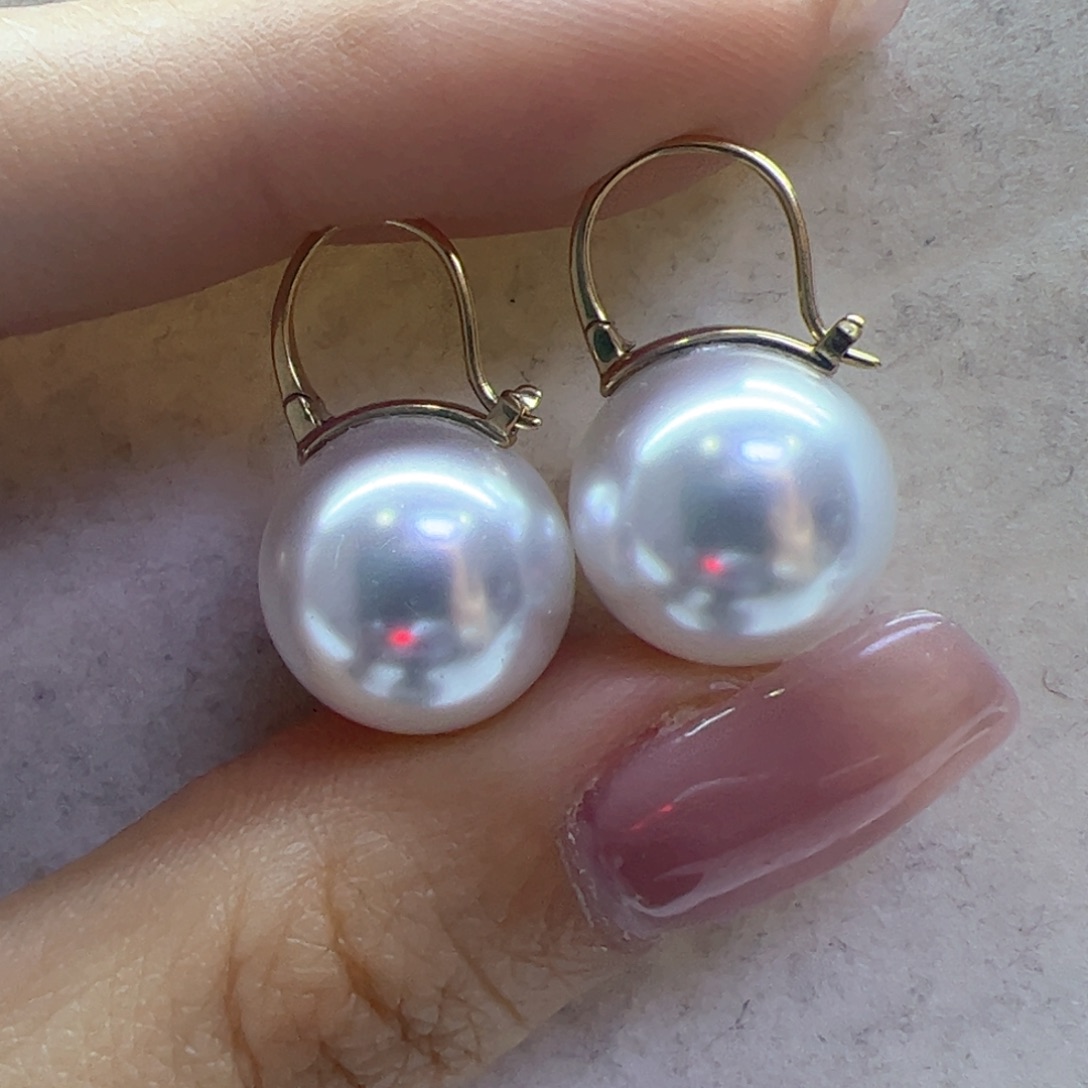 淡水珍珠耳饰18K金镶嵌