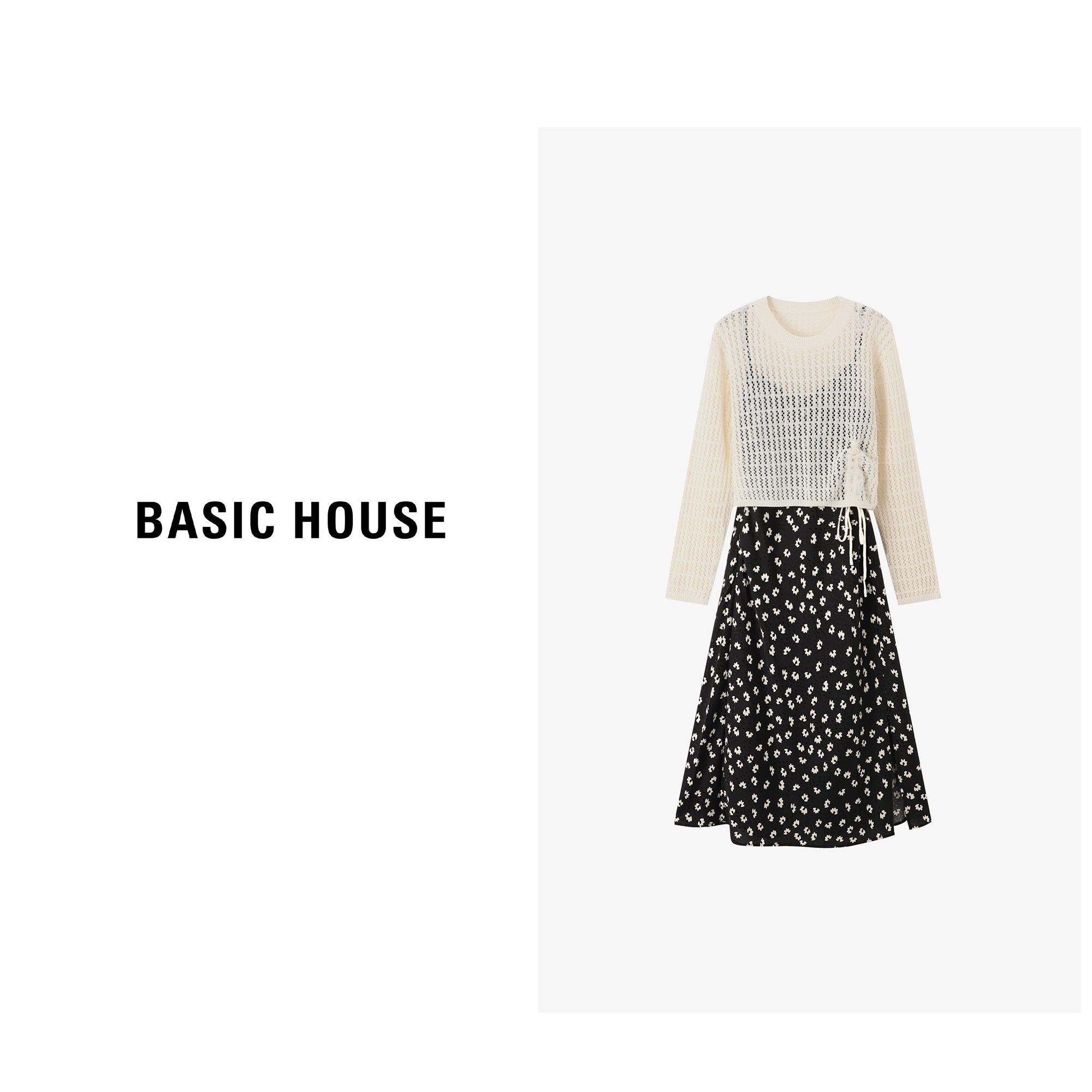 【薇笑专属】Basic House/百家好镂空上衣碎花裙套装B0624S5Q372